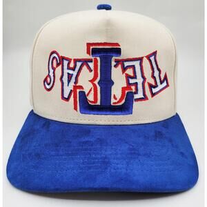 UPSIDE DOWN Brand New Texas "TETAS" Rangers Overlap Hat - Snap Back - BONE